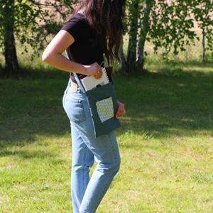 torebka handmade i zero waste - zielona, kwiatki
