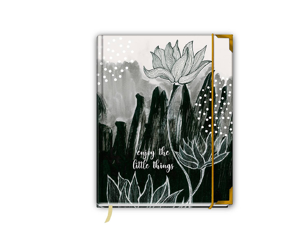 Bullet journal szyty – CZARNY KWIAT PLANER kalendarz szyty 2027 BULLET JOURNAL